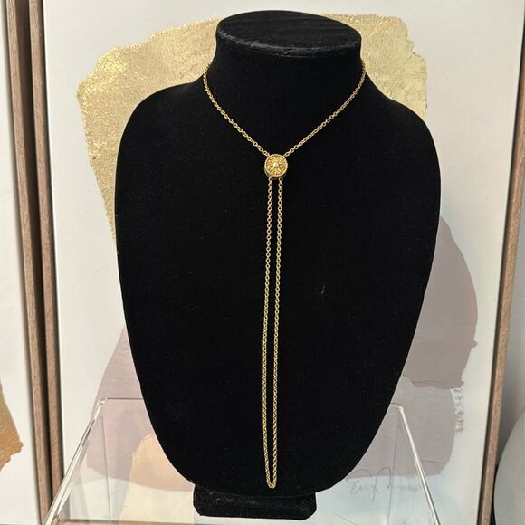 Vintage Jewelry - Vintage Gold Adjustable Slider Compass Drop Lariat Necklace